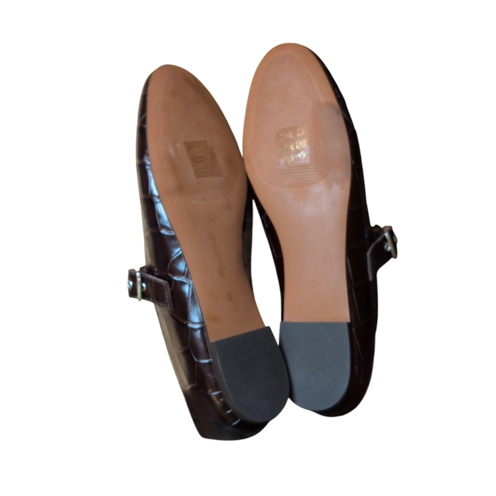 Madewell Remy Mary Jane Flat croc-stamped leather adjustable buckle strap size 8 - Picture 7 of 8